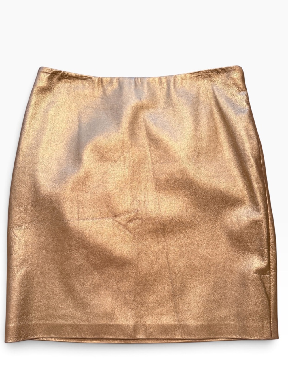 Ralph Lauren Black Label Metallic Gold Lambskin Pencil Skirt 4